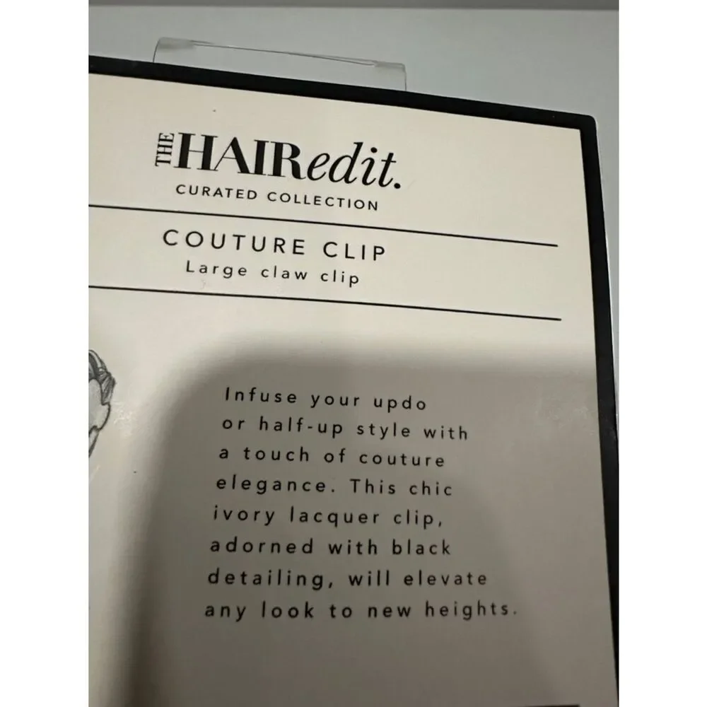 The Hair Edit Ivory Black Trim Large Claw Clip Hair Styling